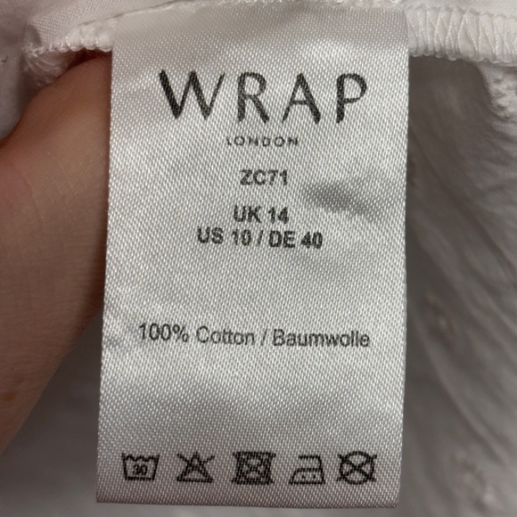 Wrap London button down blouse shirt 10 ruffle Eyelet dot embroidered tuxedo - Picture 5 of 8